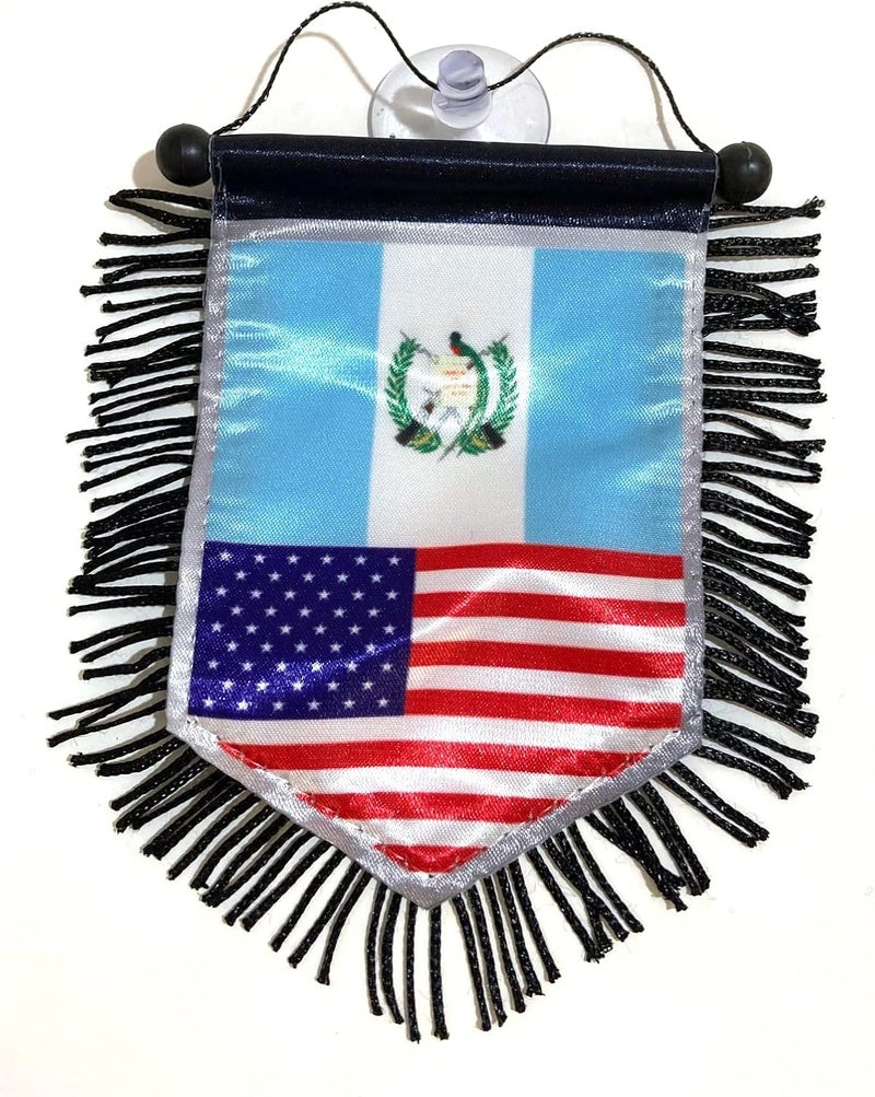 PRK 14 Guatemala American mini banner sports flag for car and home decoration door window wall small flag hanging decor accessories sticks to glass quick easy (Guatemala USA 01) - Image 5